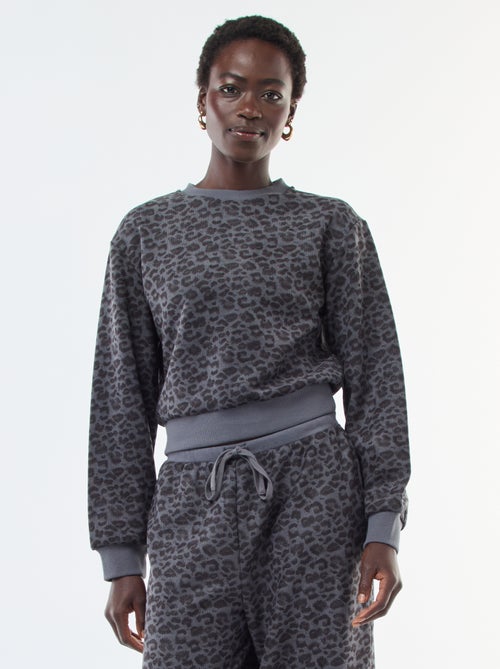 Maglione girocollo leopardato effetto peluche - Kiabi