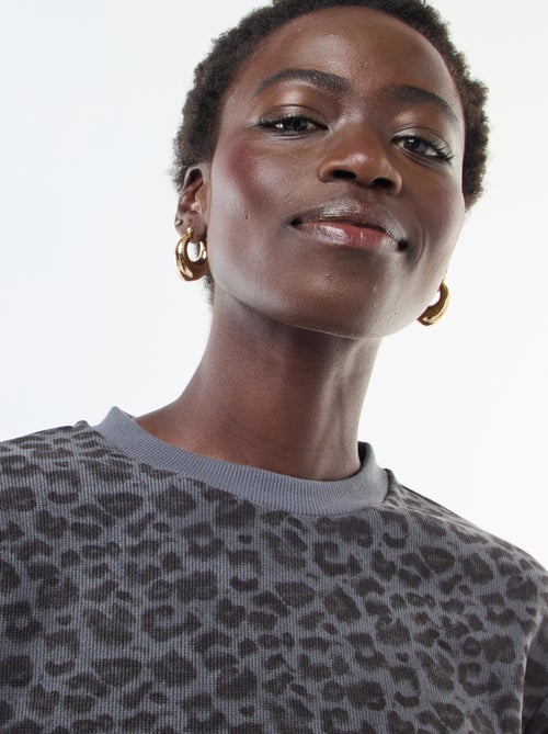 Maglione girocollo leopardato effetto peluche - Kiabi