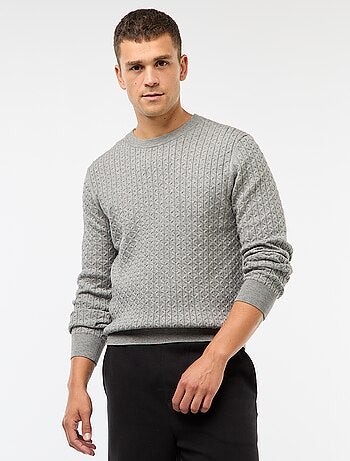 Pullover girocollo mini treccia tinta unita