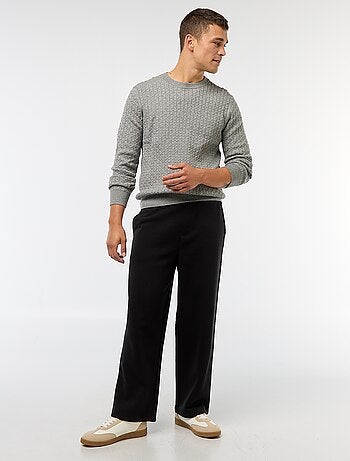 Pullover girocollo mini treccia tinta unita