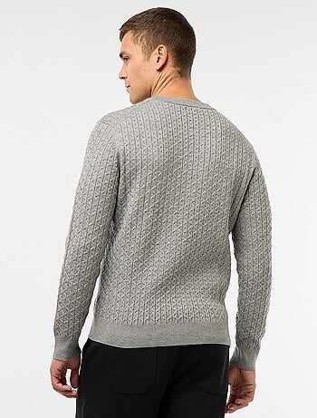 Pullover girocollo mini treccia tinta unita