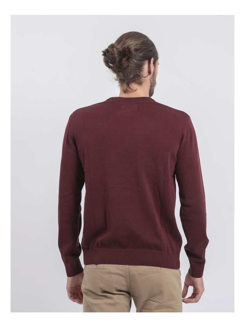 Maglione girocollo puro cotone LADARKO Bordeaux - Kiabi