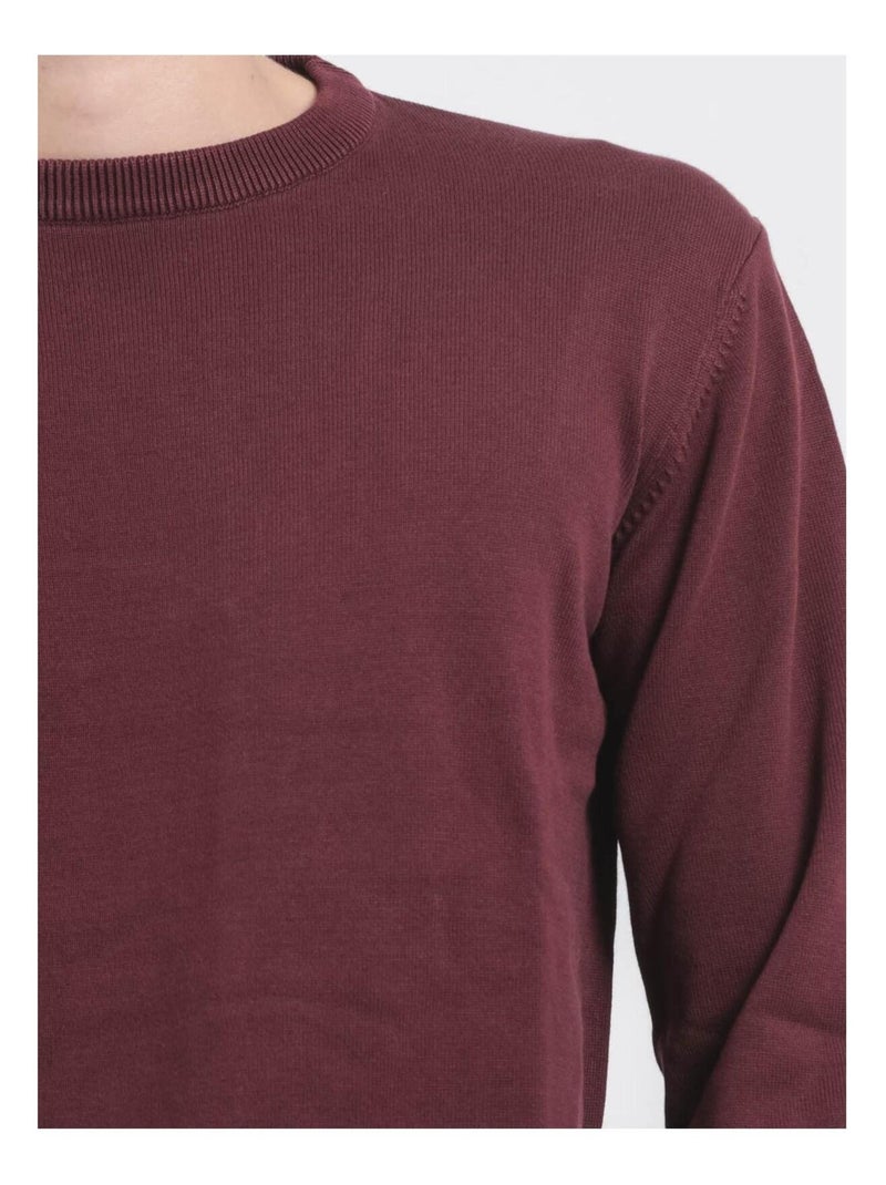 Maglione girocollo puro cotone LADARKO Bordeaux - Kiabi