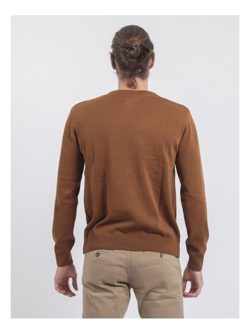 Maglione girocollo puro cotone LADARKO Marrone caramello - Kiabi