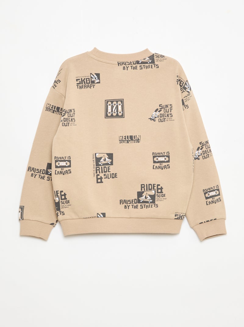 Maglione girocollo stampato in cotone Beige - Kiabi