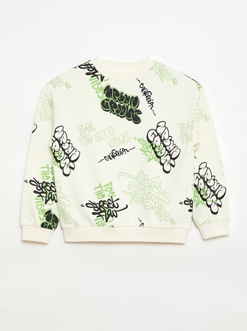 Maglione girocollo stampato in cotone - Kiabi