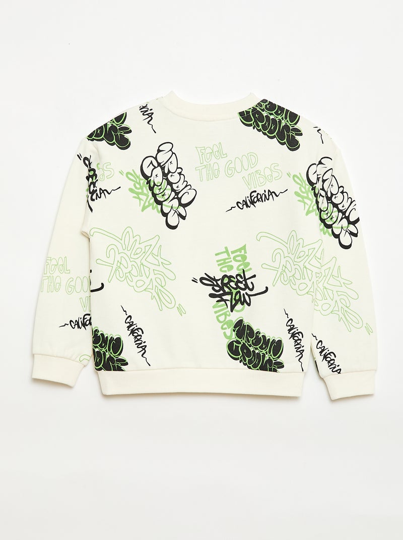 Maglione girocollo stampato in cotone Bianco - Kiabi