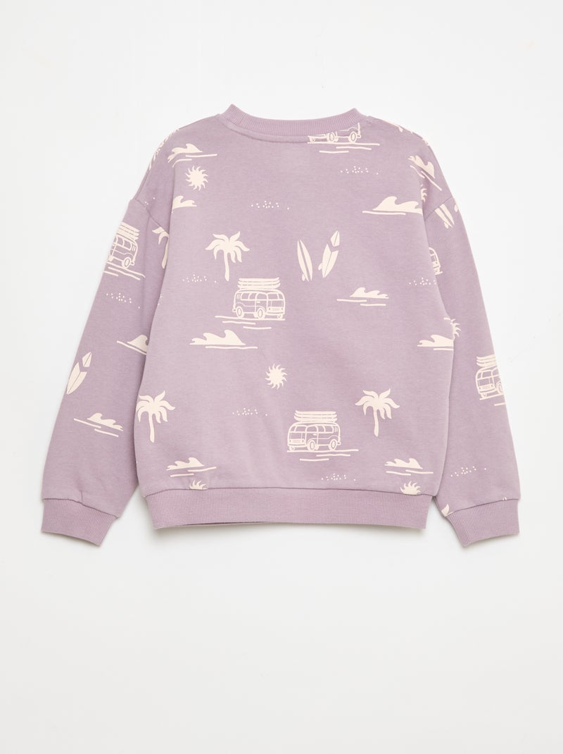 Maglione girocollo stampato in cotone Viola - Kiabi