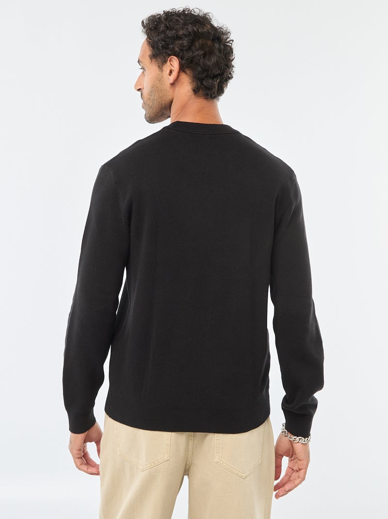 Maglione girocollo tinta unita Nero - Kiabi
