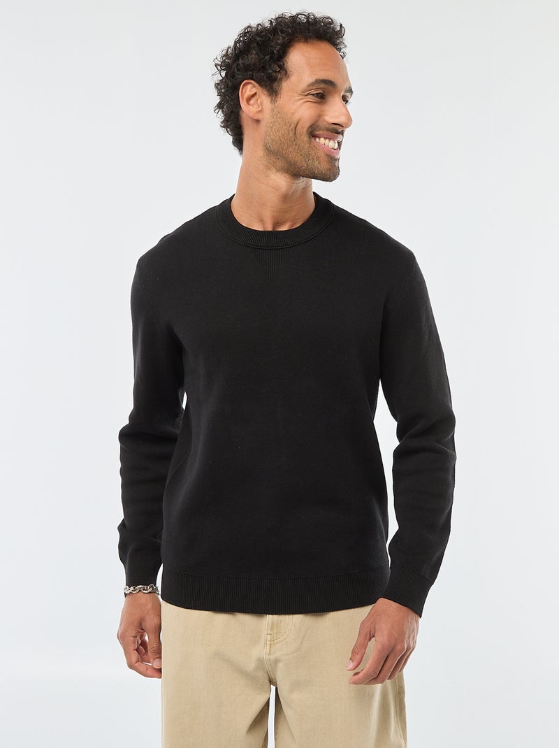 Maglione girocollo tinta unita Nero - Kiabi