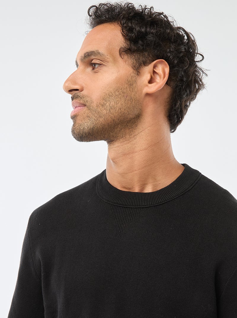 Maglione girocollo tinta unita Nero - Kiabi