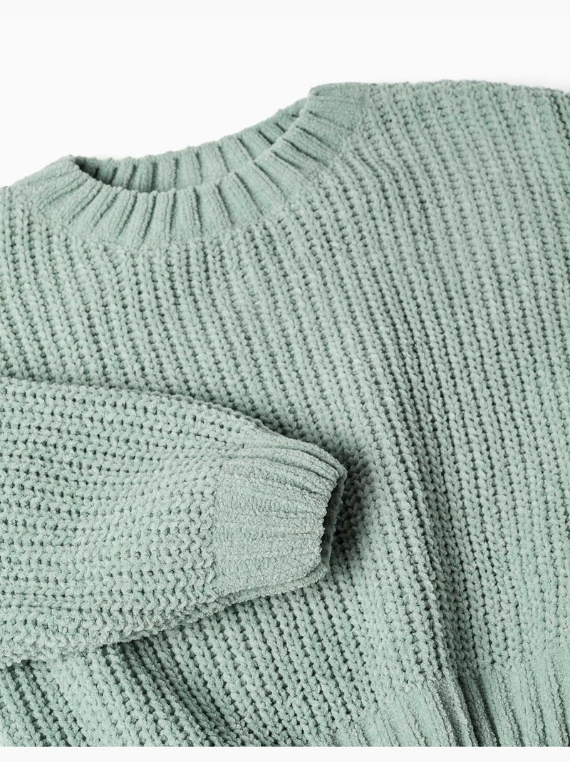 Maglione in chenille con spalle scese Verde - Kiabi