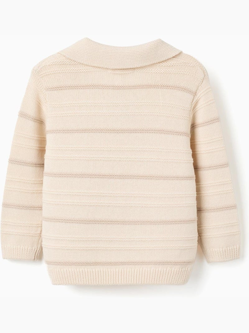 Maglione in cotone con collo polo Bianco - Kiabi