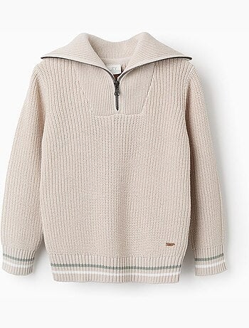 Maglione in cotone lavorato a maglia con mezza zip b&s