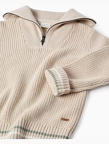 Maglione in cotone lavorato a maglia con mezza zip b&s
