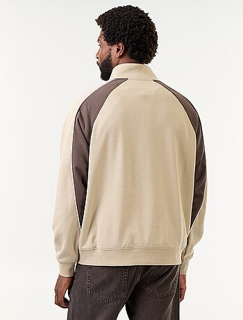 Maglione in French Terry con collo a lupetto e zip