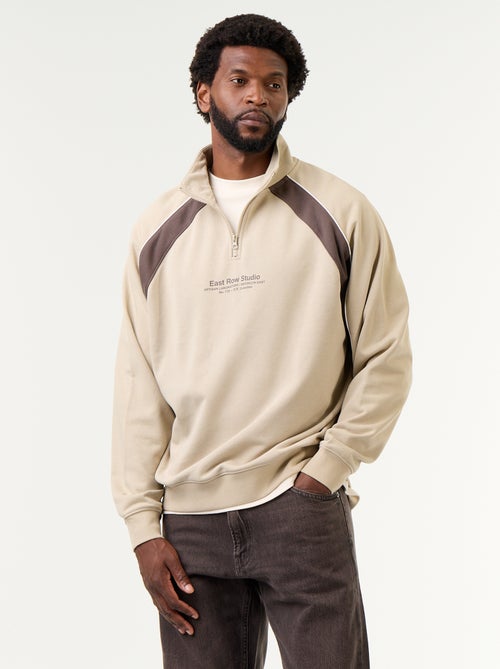Maglione in French Terry con collo a lupetto e zip - Kiabi Maglione in French Terry con collo a lupetto e zip - Kiabi