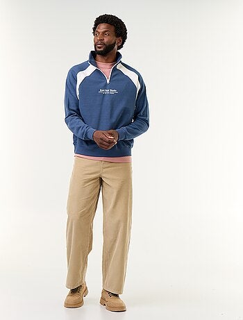 Maglione in French Terry con collo a lupetto e zip