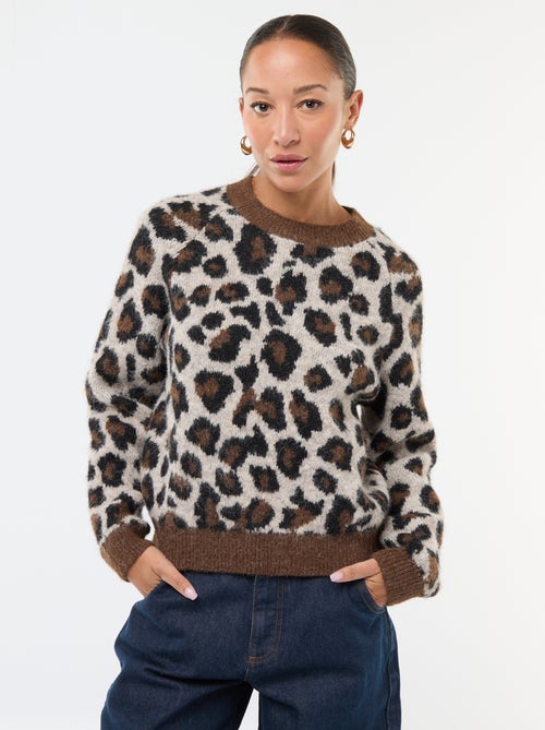 Maglione in jacquard con stampa leopardata - Kiabi