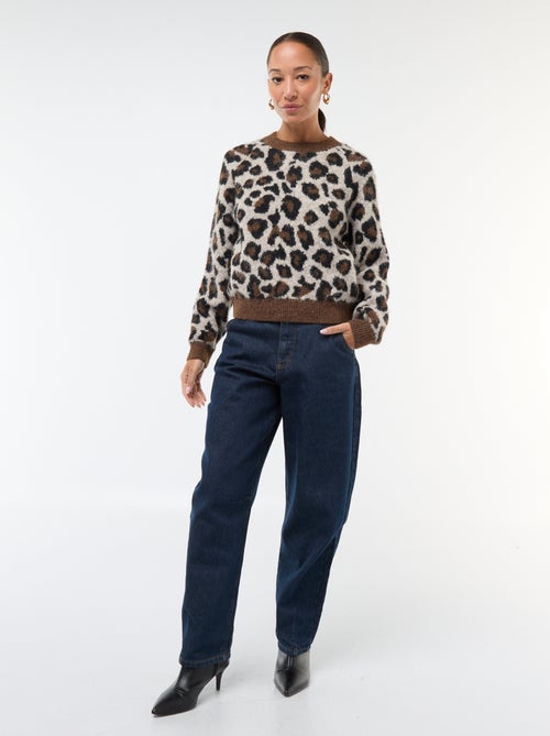 Maglione in jacquard con stampa leopardata - Kiabi