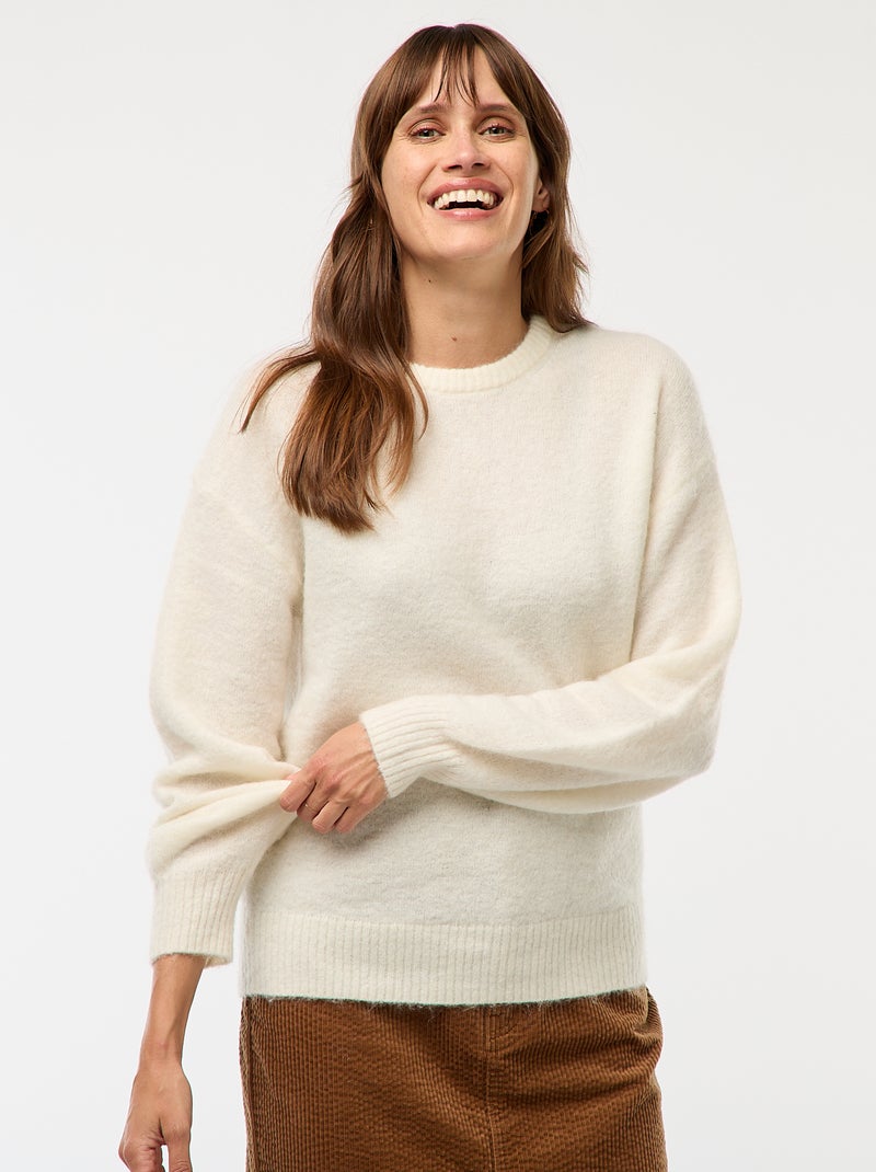 Maglione in lana e mohair misto Beige - Kiabi