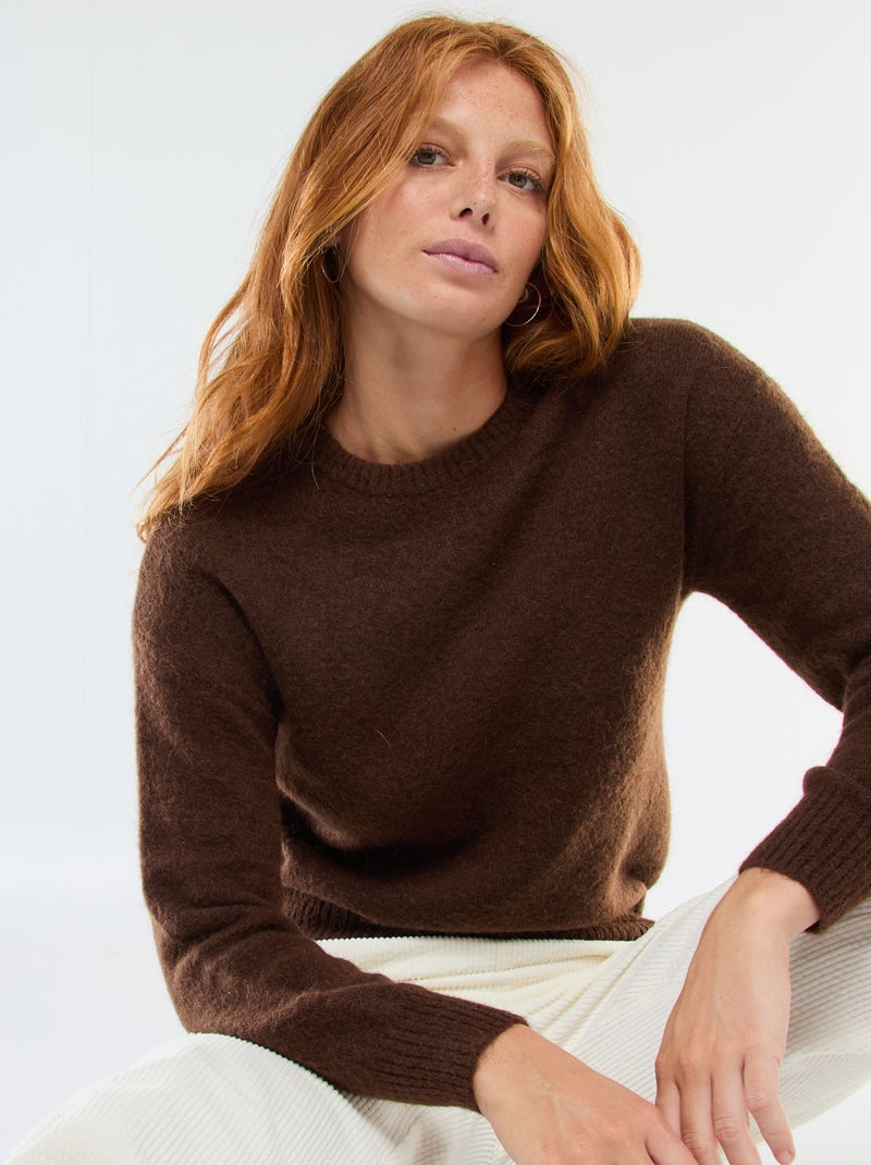 Maglione in lana e mohair misto Marrone - Kiabi