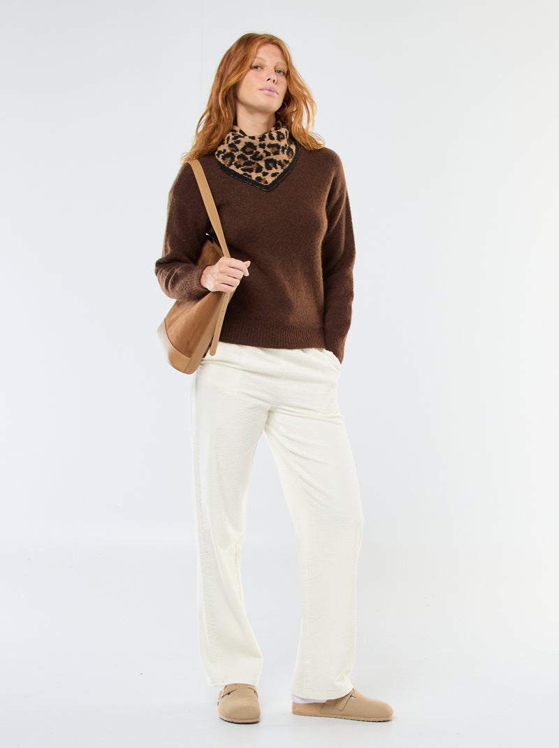 Maglione in lana e mohair misto Marrone - Kiabi