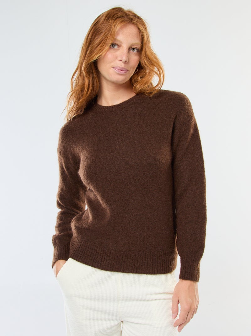 Maglione in lana e mohair misto Marrone - Kiabi