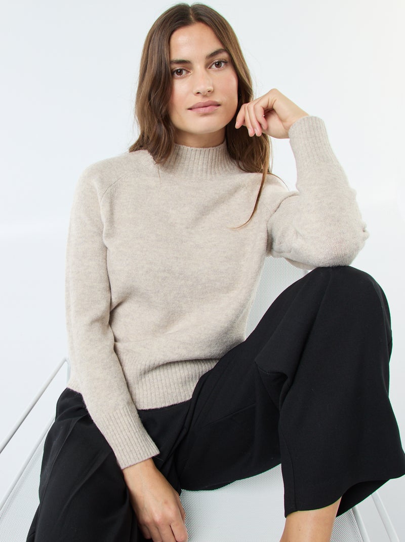 Maglione in maglia a collo alto Beige - Kiabi