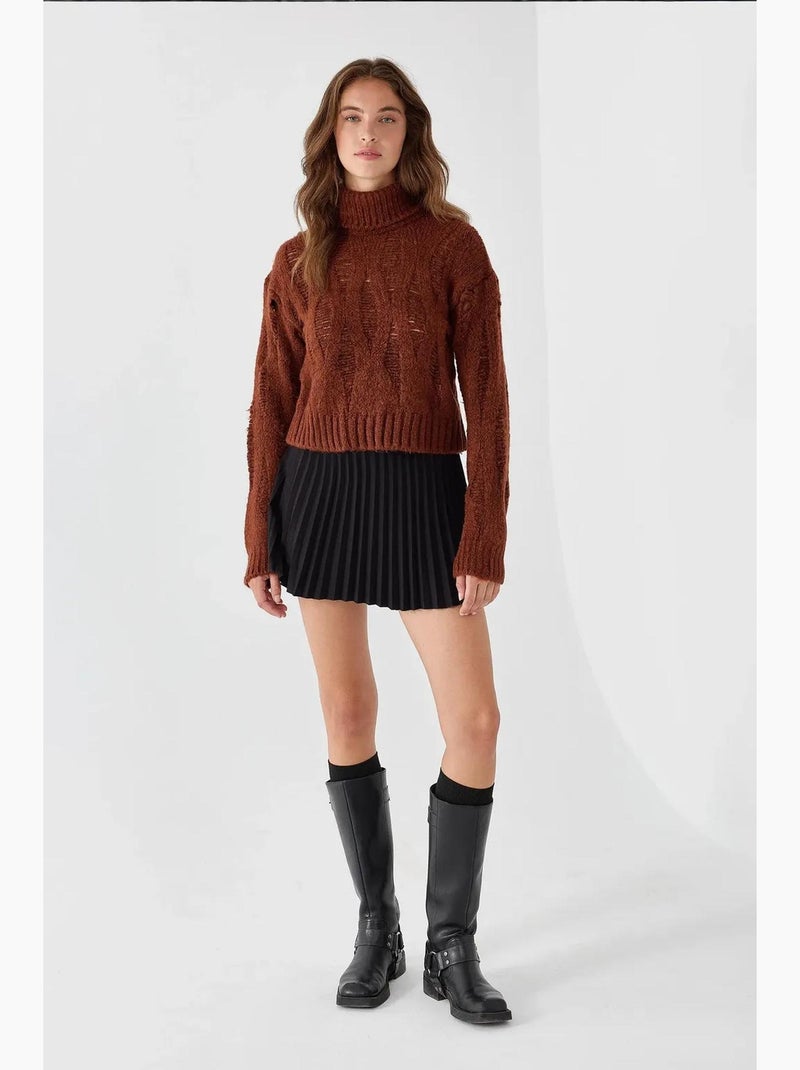 Maglione in maglia a collo alto testurizzato hiccup Marrone - Kiabi