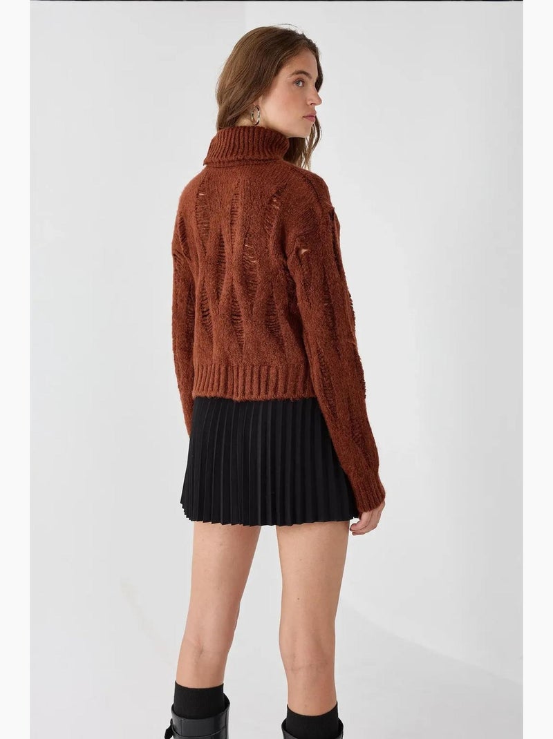 Maglione in maglia a collo alto testurizzato hiccup Marrone - Kiabi