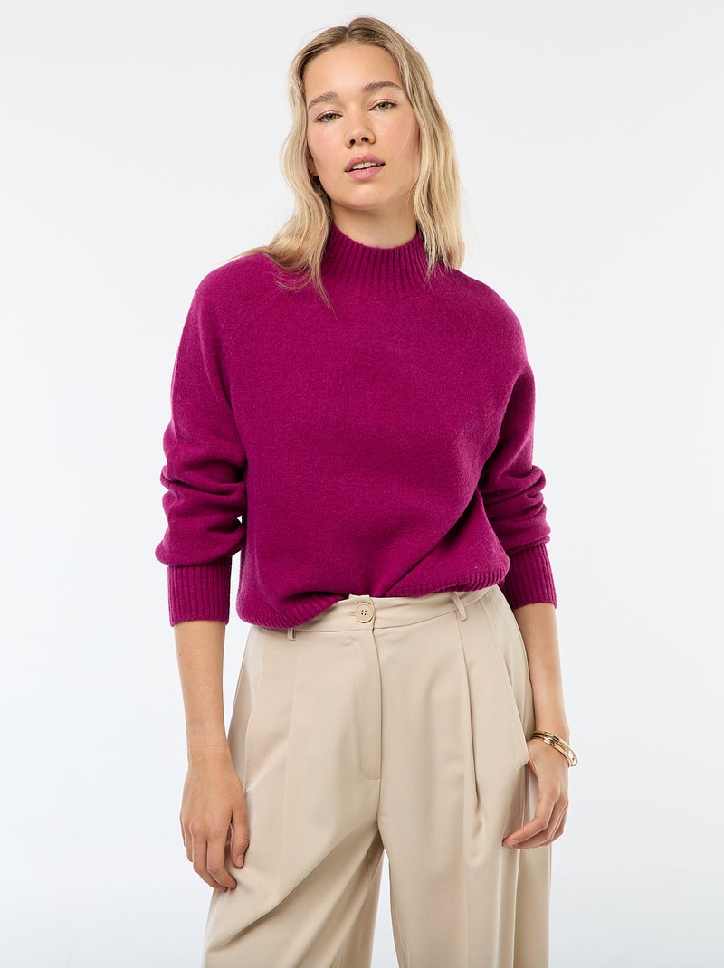 Maglione in maglia a collo alto Viola Donna Kiabi