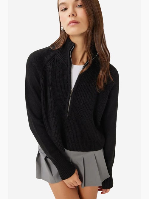 Maglione in maglia a coste con collo con zip istanbul - Kiabi