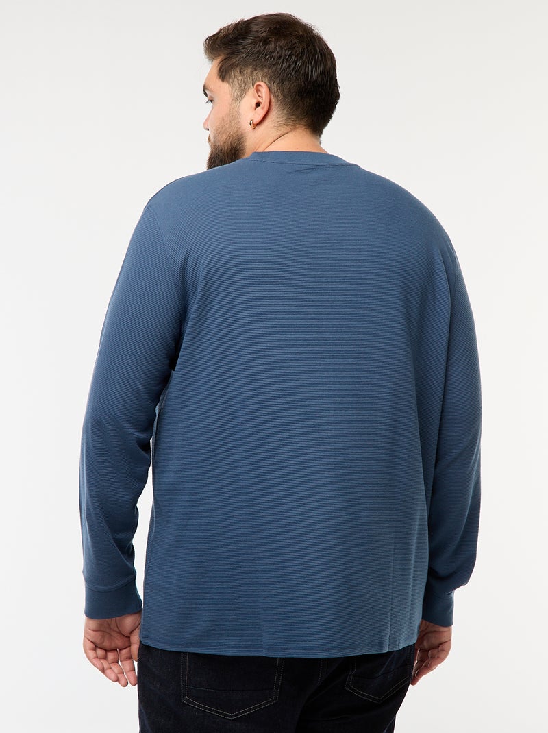 Maglione in maglia a coste con collo rotondo Blu - Kiabi