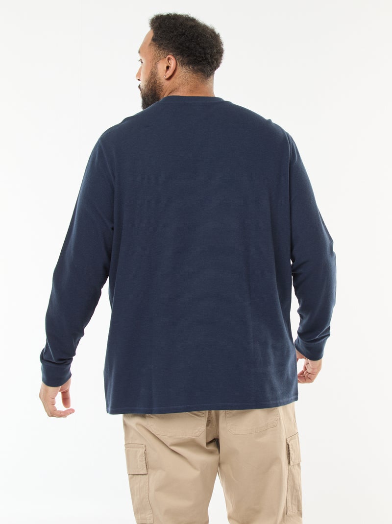 Maglione in maglia a coste con collo rotondo Blu - Kiabi