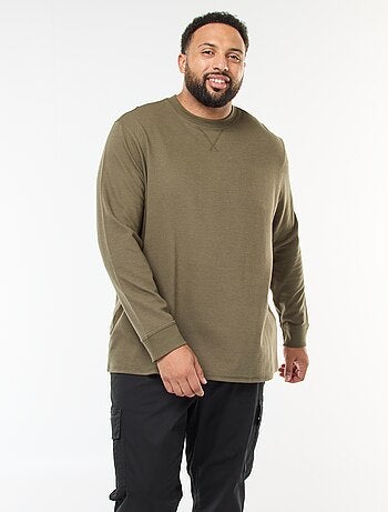 Maglione in maglia a coste con collo rotondo