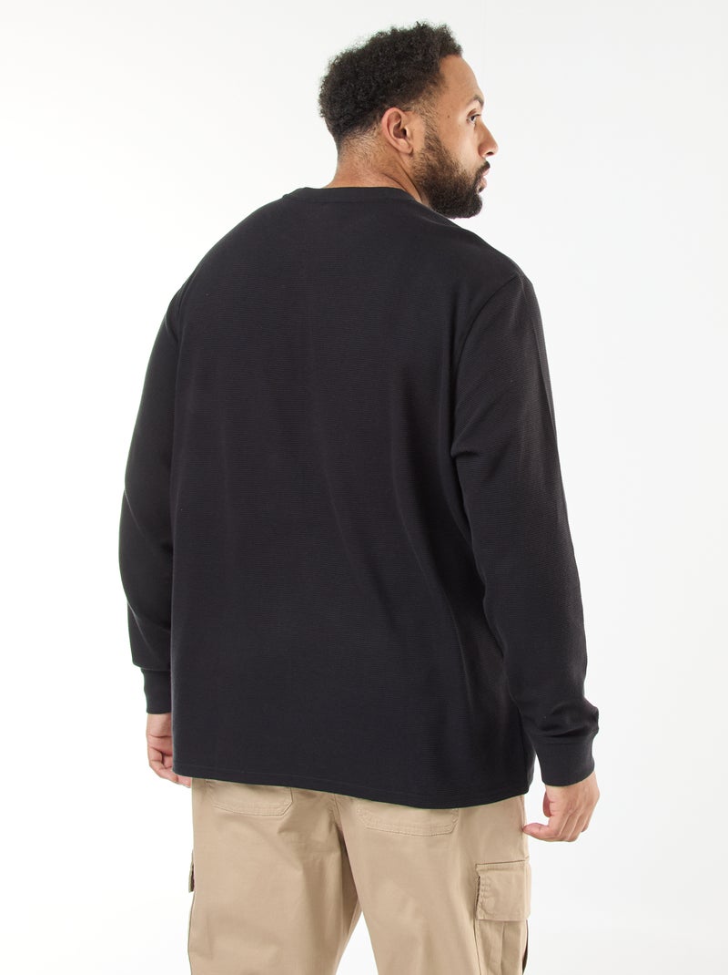 Maglione in maglia a coste con collo rotondo Nero - Kiabi