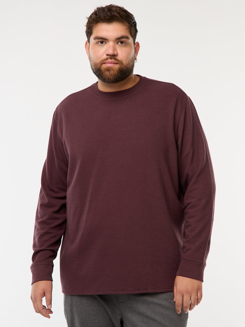 Maglione in maglia a coste con collo rotondo Viola - Kiabi