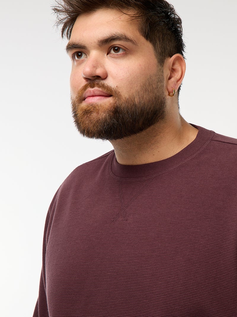 Maglione in maglia a coste con collo rotondo Viola - Kiabi