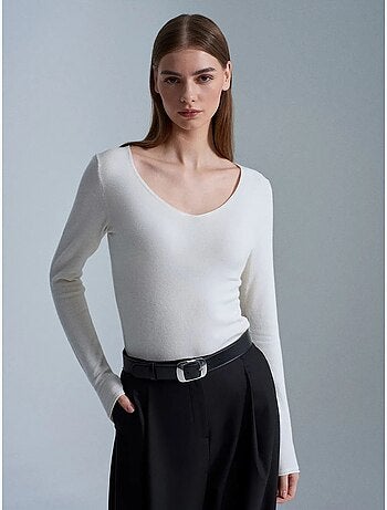 Maglione in maglia a coste con scollo a v slim fit dilvin
