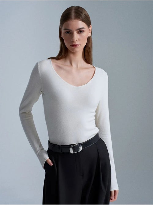 Maglione in maglia a coste con scollo a v slim fit dilvin - Kiabi Maglione in maglia a coste con scollo a v slim fit dilvin - Kiabi