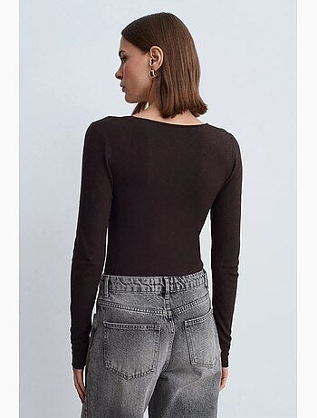 Maglione in maglia a coste con scollo a v slim fit dilvin