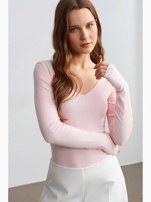 Maglione in maglia a coste con scollo a v slim fit dilvin - Kiabi Maglione in maglia a coste con scollo a v slim fit dilvin - Kiabi
