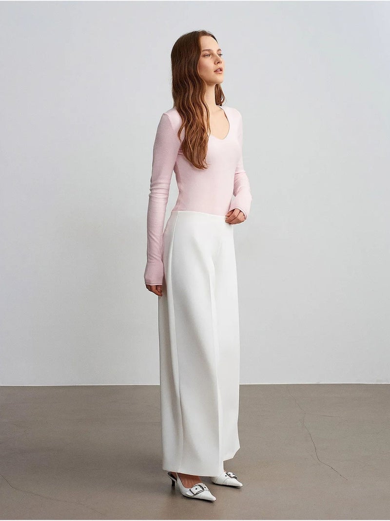 Maglione in maglia a coste con scollo a v slim fit dilvin Rosa chiaro - Kiabi