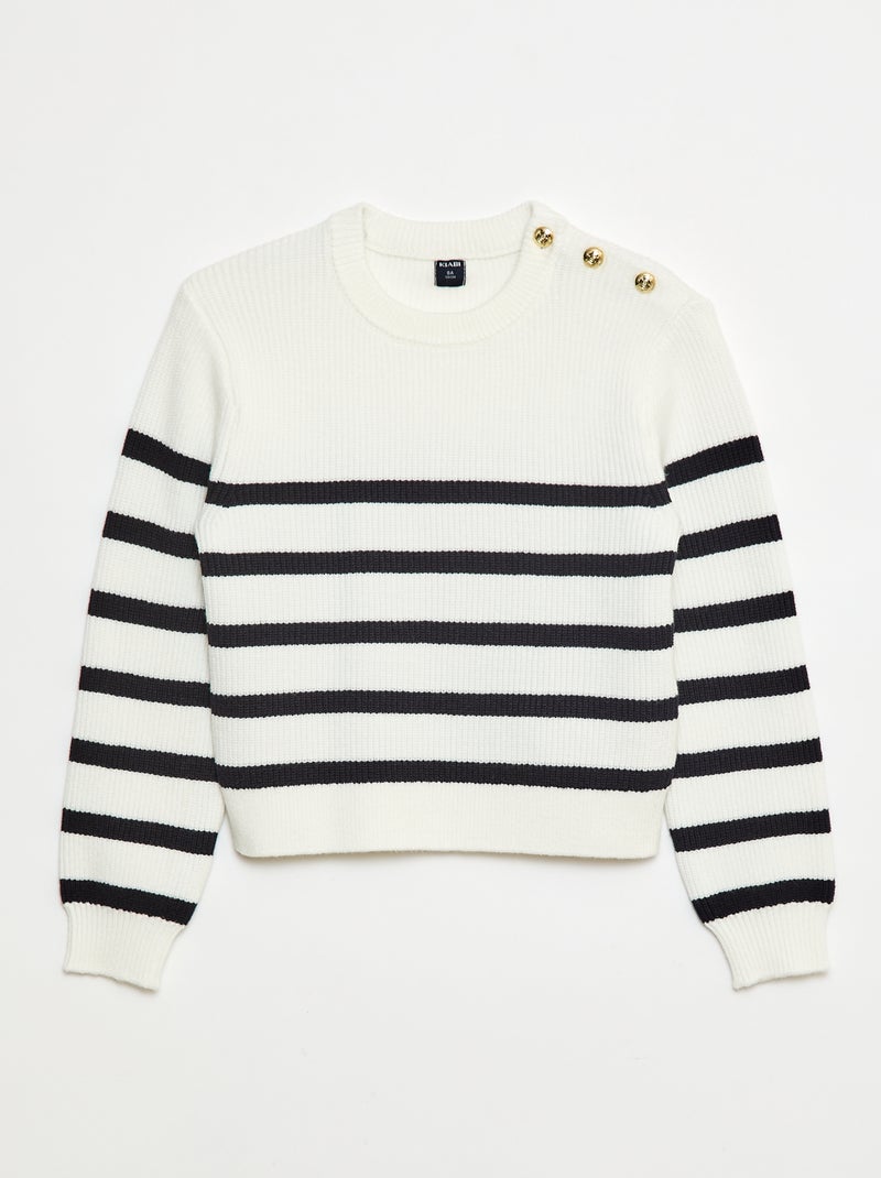 Maglione in maglia a coste con spalla abbottonata Blu - Kiabi