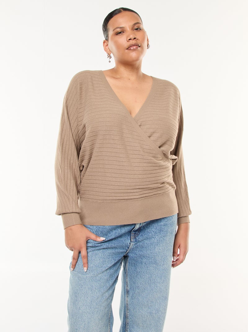 Maglione in maglia a coste Marrone - Kiabi