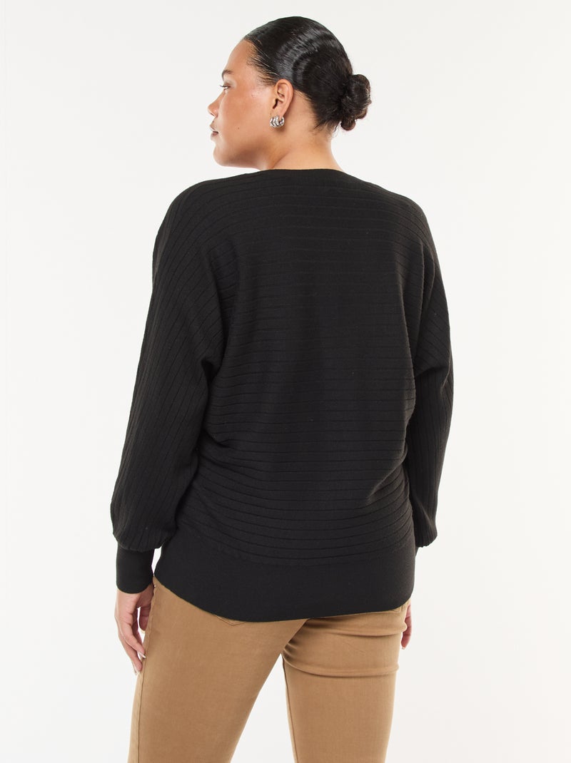 Maglione in maglia a coste Nero - Kiabi