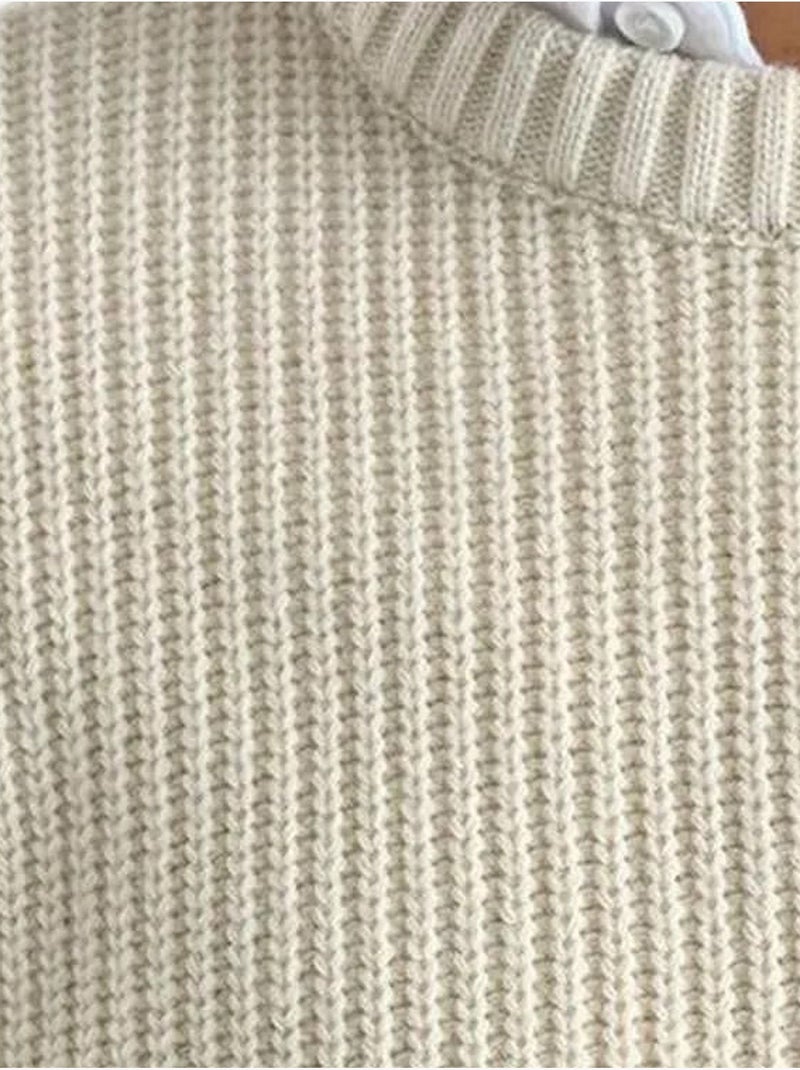 Maglione in maglia a coste spesse con girocollo giesto Avorio - Kiabi