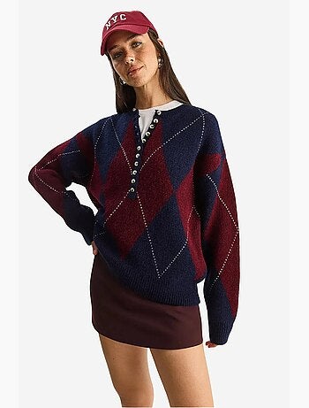 Maglione in maglia a girocollo con chiusura a bottoni lucci