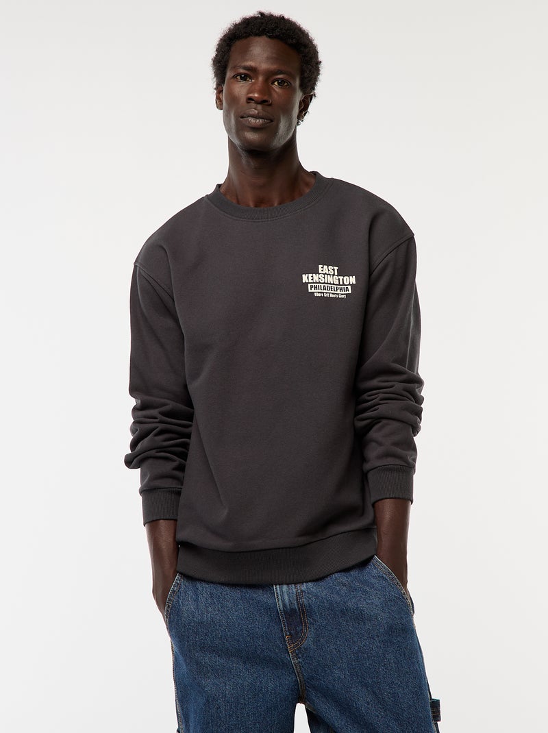 Maglione in maglia a girocollo con stampa fronte-retro Nero - Kiabi